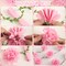 2-Pack 8.2ft Pink Paper Flower & Leaf Garland for Party & Wall Decor
